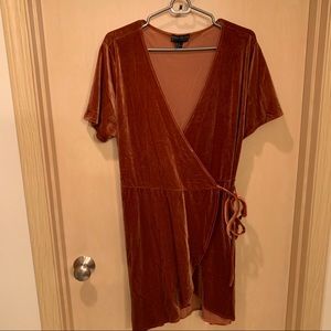 Rust Velvet Wrap Dress